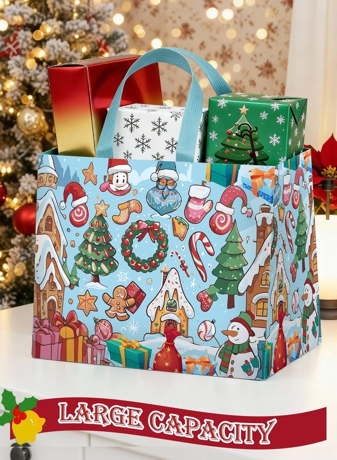AURUZA 8PCS Christmas Gift Bags with Handles - Assorted Colors & Patterns, Reusable Non-Woven Tote Bags for Holiday Gift Wrapping & Party Supplies - Image 4